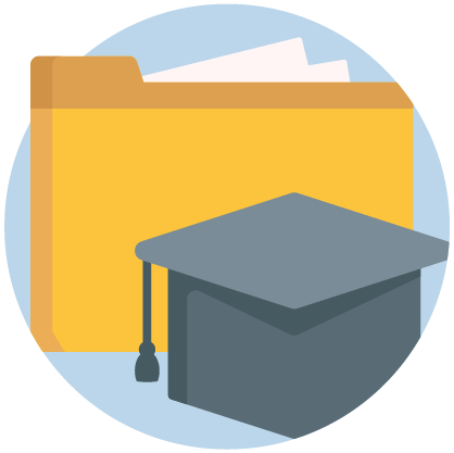 Graduation cap and folder icon