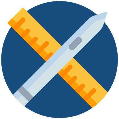 Ruler and pen crisscrossed
